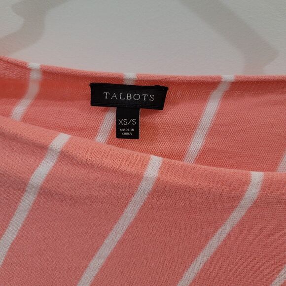 Talbots Womens Poncho Sweater Size Xs Pink White Striped Coastal Beach - Picture 2 of 6